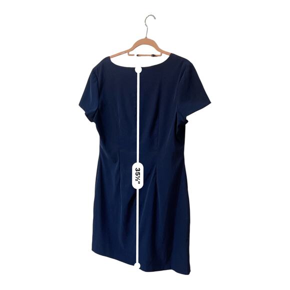 AB Studio Navy Blue Career Wear Short Sleeve Sheath Dress Size 16 Work Office - Picture 8 of 10